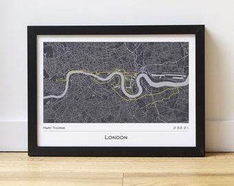 London Marathon Map Print - London Marathon Gift for Runner