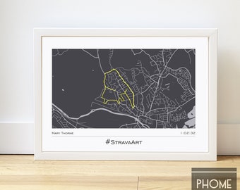 GPX - MapMyRun, Strava Print - Route Map Print - Gift for Runner - Running Gifts - Any Virtual Event