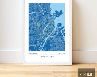Copenhagen - Marathon Finisher's Print Gifts for Runners - Marathon Gifts