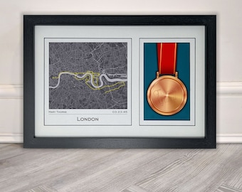 London Marathon Medal Display Frame - Including Virtual London Marathon - London Marathon Gift for Runner