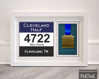 Cleveland Half Marathon Race Bib & Medal Holder Frame - Gift for Cleveland Half Marathon - Cleveland Half Marathon Medal - Free USA Delivery