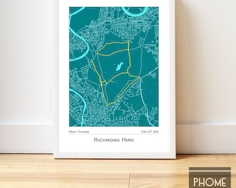 Richmond Park - Marathon Finisher's Print Gifts for Runners - Marathon Gifts