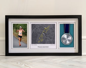 Manchester - Marathon Finisher's Print - Photo and Medal Display Frame - Gift for Runner - Running Gifts