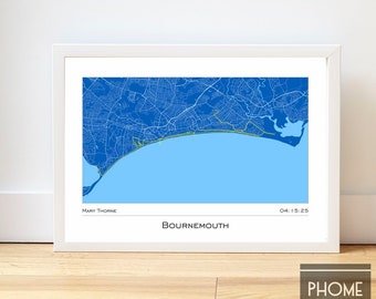 Bournemouth - Marathon Finisher's Print Gifts for Runners - Marathon Gifts