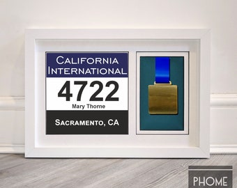 California International Marathon Race Bib & Medal Frame - Gift for California International Marathon  - Free USA Delivery