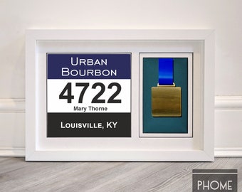 Urban Bourbon Half Marathon Race Bib & Medal Frame - Gift for Urban Bourbon Half Marathon - Urban Bourbon Half Medal - Free USA Delivery