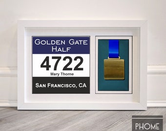 Golden Gate Half Marathon Race Bib & Medal Holder Frame - Gift for Golden Gate Half Marathon - Golden Gate Half Medal - Free USA Delivery