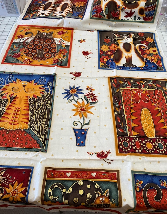 Fancy Cats Panel by Makover UK: Cotton Fabric, Sold as a Piece