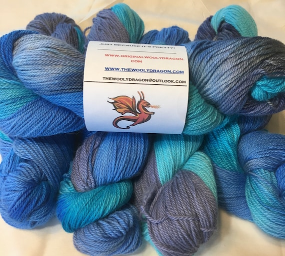 CARIBBEAN WATERS Alpaca Yarn Indie Hand Painted Baby Alpaca- 3 Hanks Available, Choose Quantity at Checkout