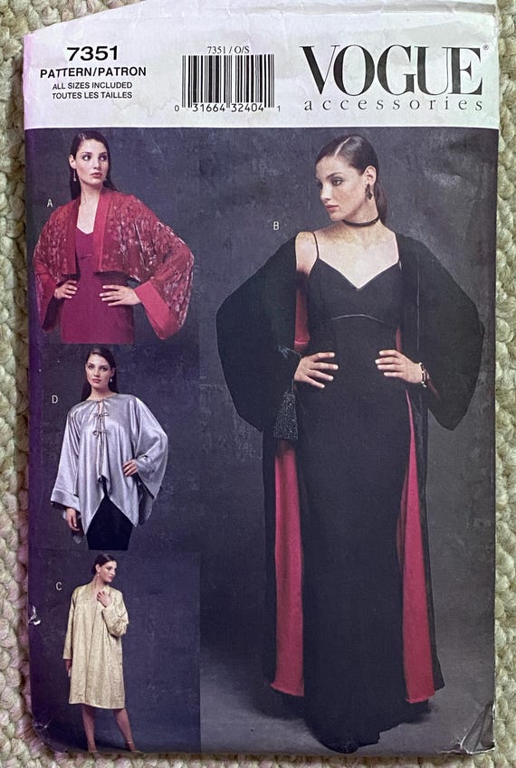 Vintage Vogue Kimono Style Jackets V7351 All Sizes in One Envelope