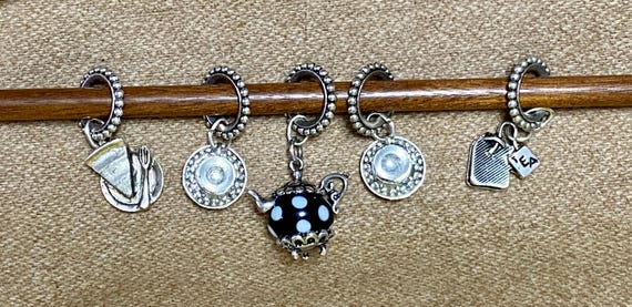 Harlequin Tea Set Stitch Markers