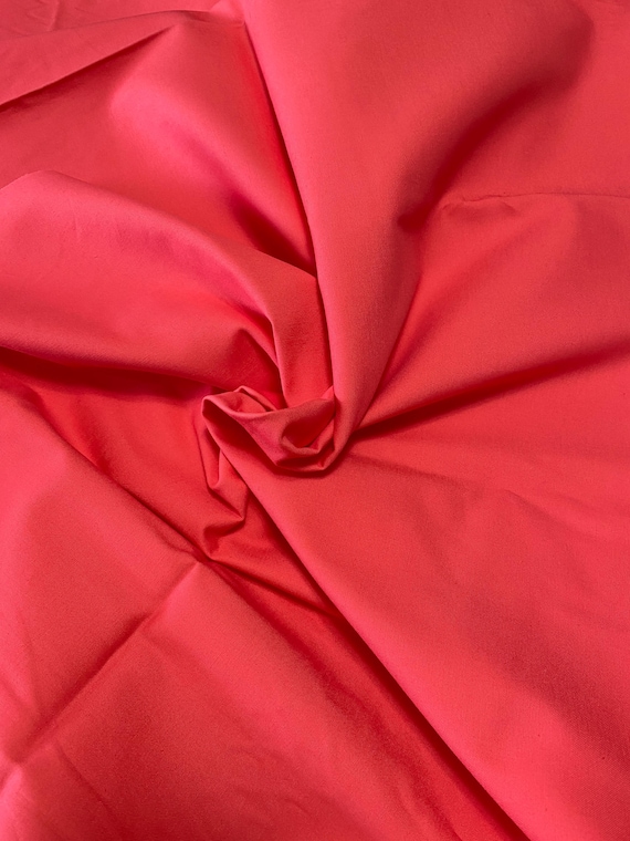 Solid Watermelon Pink Cotton Fabric: Sold as a Piece- 56" by 1+ yd