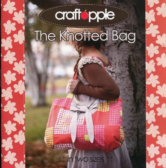 Sassy Knotted Bag  Pattern and Fabric in Red, Black and White