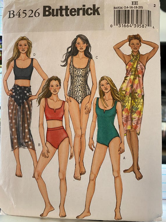 Bathing Suit and Wrap Pattern: Butterick 4526, Sizes 14-20