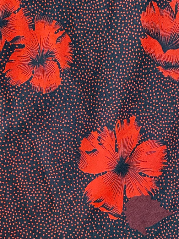 Red and Black Hibiscus Fabric Sold by the piece 56/58" wide by 2+ yards