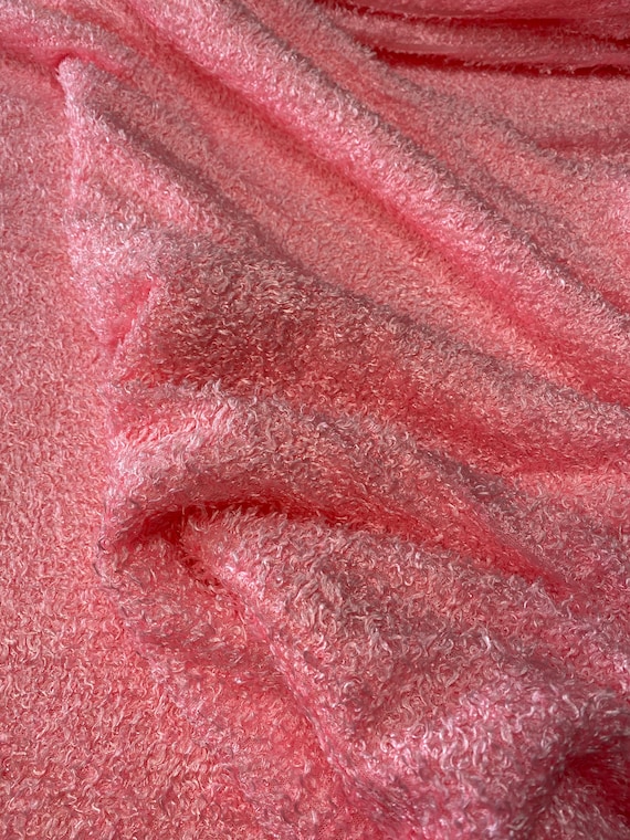 Bright Rose Pink Curly Faux Fur Fabric: Sold by 1/2 yard