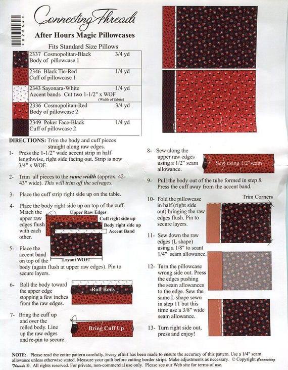 Fabric & Pattern!  Makes 2 "After Hours" Magic Pillowcases