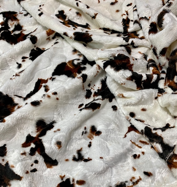 Faux Fur in a Miniature Longhorn Cattle Print, very soft