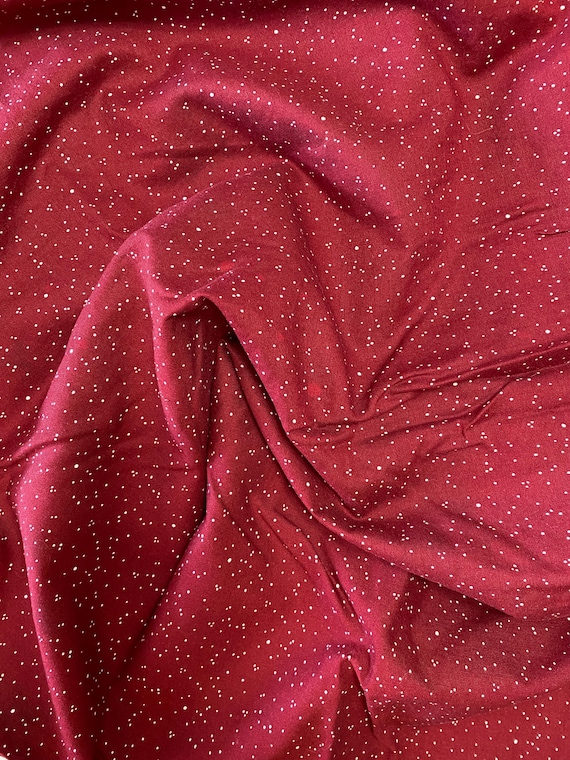 Vintage Fabric: Random White Dots on Deep Burgundy- Sold by 1/2 yard, 41" wide, Cotton
