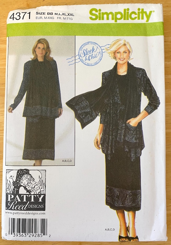 Patty Reed Designs Sewing Pattern: Skirt, Top, Jacket & Scarf- Simplicity 4371
