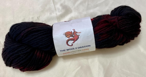 GOTHIC RED Yarn: Indie Hand Painted 100% New Wool Roving Yarn