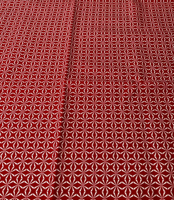 Red & White Stylized Stars: Cotton Fabric