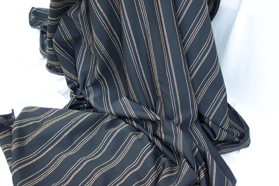 Vintage Black knit stretch fabric with Gold Metalic stripes  60/62" wide by 1 yard long Unique