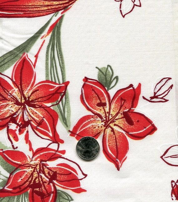 Made in Italy, Red Flora Linen Blend, See-through fabric, 60" wide, 2.5 yards  Extremely Rare