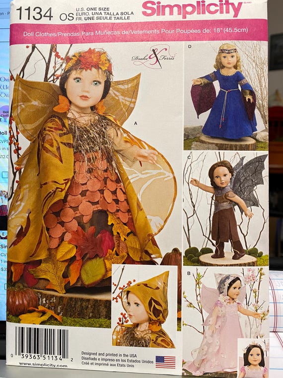 Costumes for 18 inch Doll Sewing Pattern: Simplicity 1134