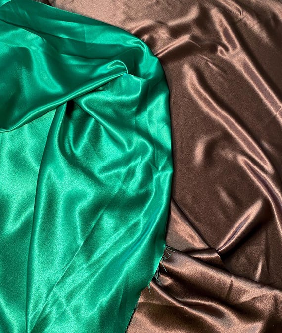 Crepe Back Satin in Nile Green or Chocolate Brown by Lauren Hancock, Made in Japan, 58/60" wide, Sold by the yard