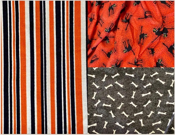 Halloween Cotton Fabrics: Fat Quarters for Quilting