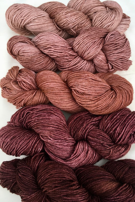COCOA DRAGON Color-Gradient Yarn Set includes 5 skeins  of 100% Baby Alpaca Indie Kettle Dyed Beauty and Uniqueness