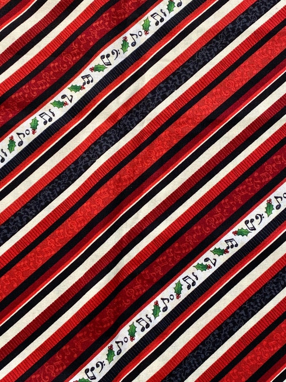 Striped Christmas Fabric "Joyful Noise" by Tara Reed for SSI, 45" wide, sold by the half yard, Cotton