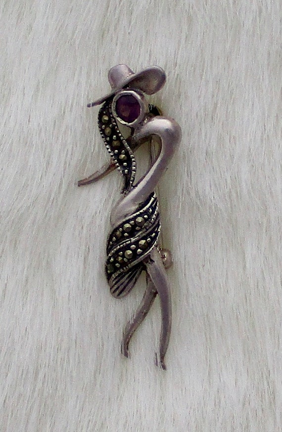 Tiny Dancer Brooch Sterling Silver and Marcasite … - image 6