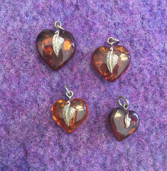 Amber Heart Pendant Vintage