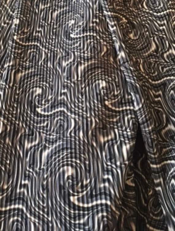Pleated Knit Fabric- Black/White/Gray Swirls  60" wide, almost 4 yards in one piece