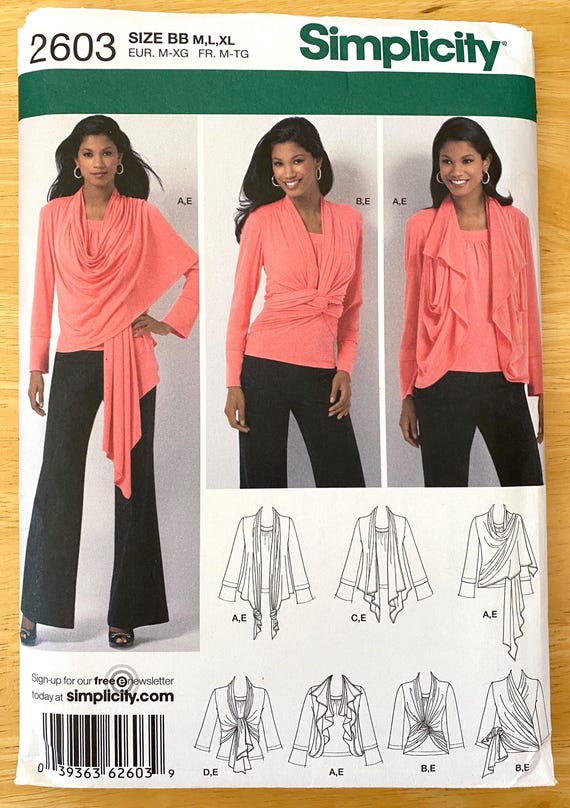 Misses Cardi-Wrap & Knit Top Sewing Pattern: Simplicity 2603