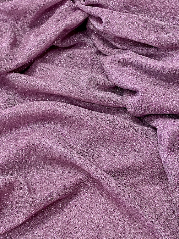 Mauve Glittery Sheer Knit Fabric