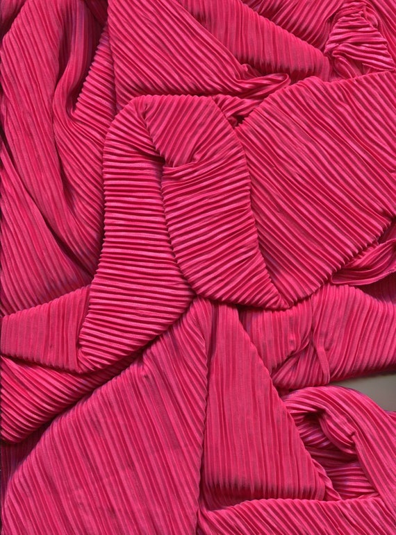 Bright Magenta Pleated Knit Fabric: Sold by the piece- 57" wide by 1 & 5/8+ Yards