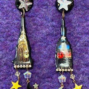 Vintage Hand Crafted Earrings Chrysler building and Empire State Building 1970&#39;s
