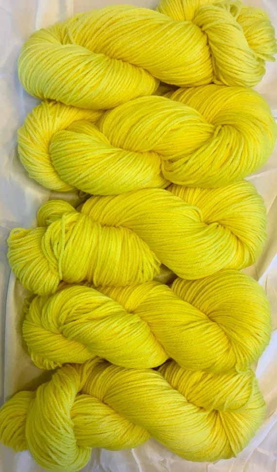 BRIGHT XANTHE Indie Kettle Dyed DK Superwash Merino Yarn- 5 Hanks Available, Choose Quantity at Checkout