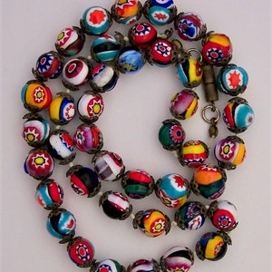 Vintage Millefiori Bead Necklace from Italy