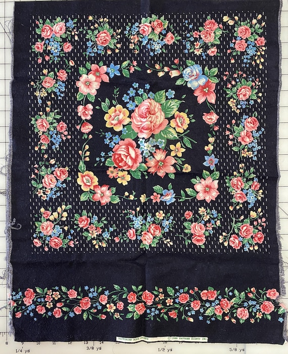 Vintage Fabric: Victorian Rose Chintz Pillow from 1988- Cotton, We Only Have This One Piece of Fabric