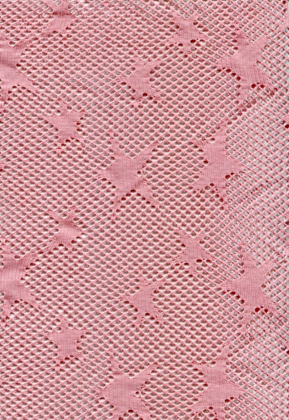 Dusky Pink Fishnet Jacquard Knit with Stars woven in 58/60" wide x 1.25 yard piece