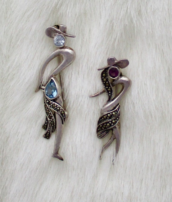 Tiny Dancer Brooch Sterling Silver and Marcasite … - image 1