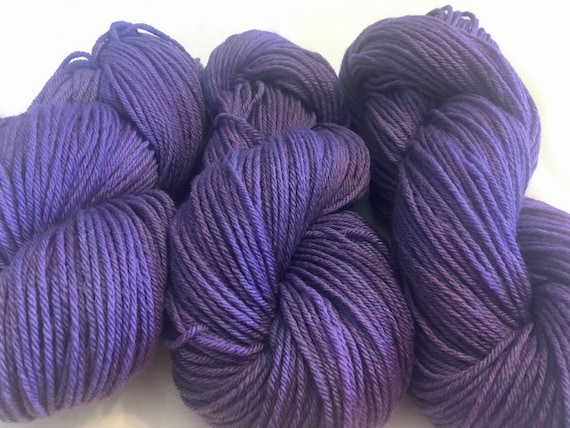 PURPLE HAZE Indie Kettle Dyed DK Superwash Merino Yarn- 3 Hanks Available, Choose Quantity at Checkout