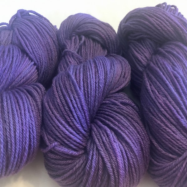 PURPLE HAZE Indie Kettle Dyed DK Superwash Merino Yarn- 3 Hanks Available, Choose Quantity at Checkout