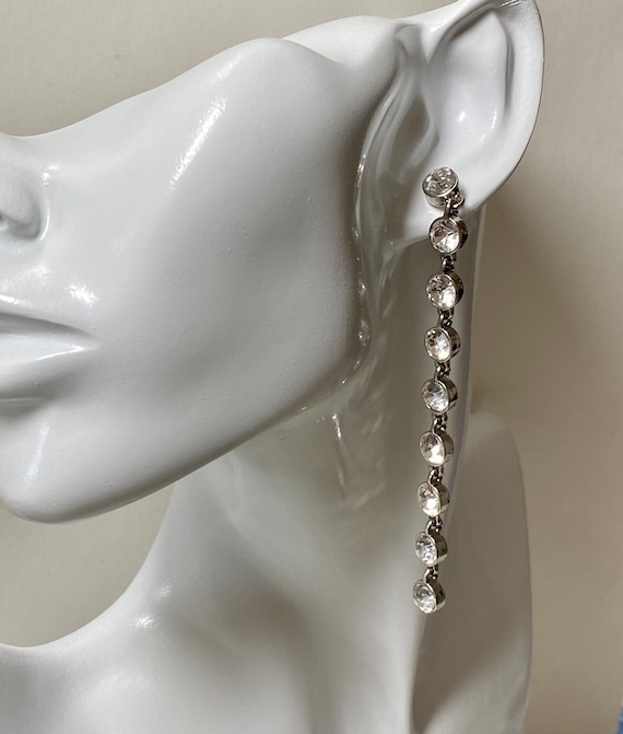 Vintage 4" drop Rhinestone Earrings...Can you handle all that BLING? Gothic, Victorian, Fun