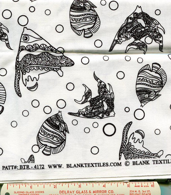 3 Piece Bundle of Vintage Fish Themed Cotton Fabric: Over 1.5 yards total, OOP, Impossible to Find