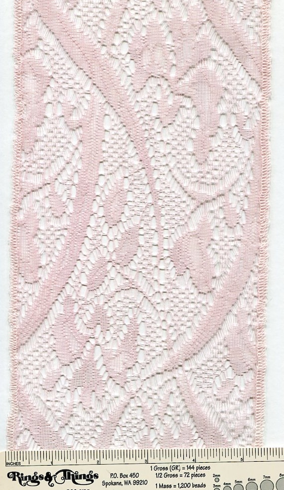 Pink Insertion Lace, 5 inches wide plus selvage, sold by the yard, Vintage
